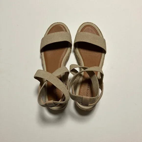 Lucky Brand Thimba Natural Sandals, Size 8, Women's Shoes, Ankle Wrap Espadrille - Picture 9 of 12